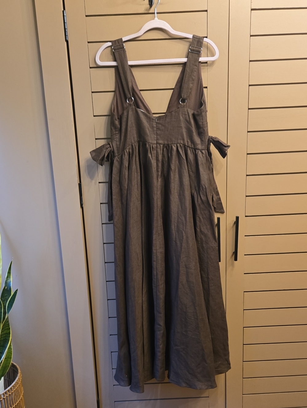 Vrg Grl Daphne Linen Midi Dress Chocolate Size AU Size 12/ US Size 8 - Picture 10 of 11